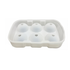 Round Silicone Ice Ball Mold - 6 Sphere Ice Maker Tray with Lid, White