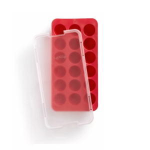 Round Ice Cube Tray with Lid - 18-Cube Capacity, Red